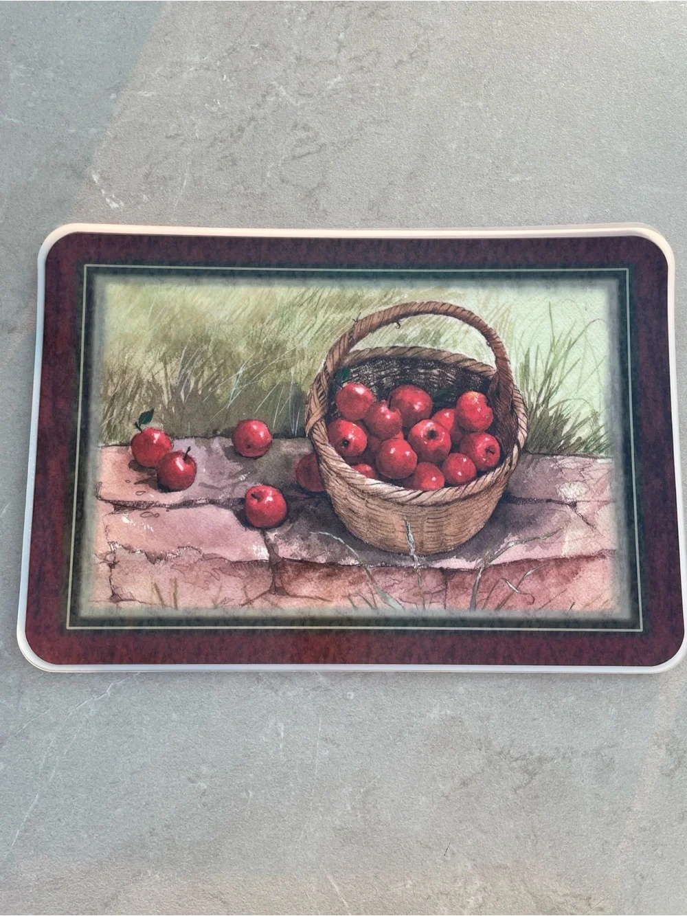 NEW Set of 8 Vinyl Reversible Rooster/Apple Basket Farmhouse Placemats